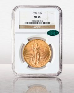 1922 $20 Saint Gaudens NGC MS65 CAC