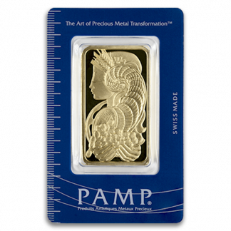 50 Gram Pamp Gold Bar (New w/Assay, Types Vary)
