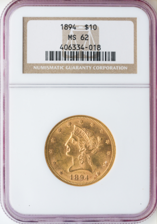 $10 Liberty Certified MS62 (Dates/Types Vary)