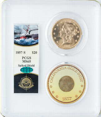 1857-S $20 Liberty SSCA Pinch Of Dust PCGS MS65 CAC 1857-S $20 Liberty SSCA Pinch Of Dust PCGS MS65 CAC