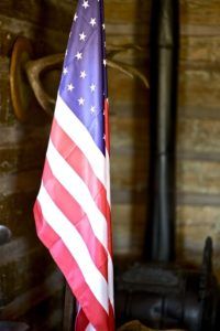 American flag in cabin