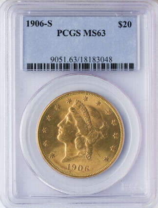 1906-S $20 Liberty PCGS MS63 1906-S $20 Liberty PCGS MS63