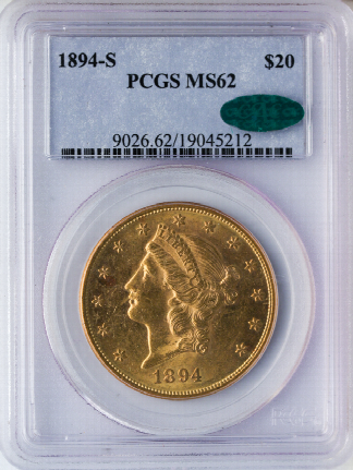 1894-S $20 Liberty PCGS MS62 CAC 1894-S $20 Liberty PCGS MS62 CAC
