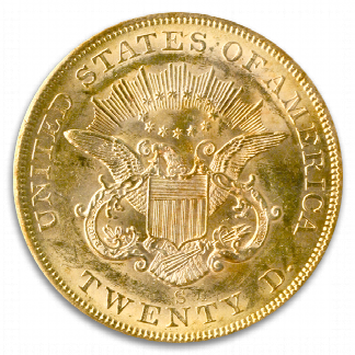 1857-S $20 Liberty SSCA Pinch Of Dust PCGS MS61 1857-S $20 Liberty SSCA Pinch Of Dust PCGS MS61