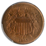 Obverse of 1865 2-cent coin