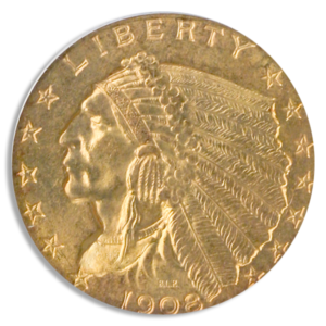 1908 $2 1/2 Indian PCGS MS3