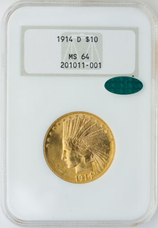 1914-D $10 Indian NGC MS64 CAC