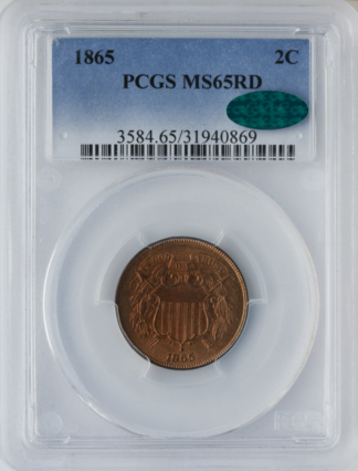1865 2 Cent PCGS MS65 RD CAC