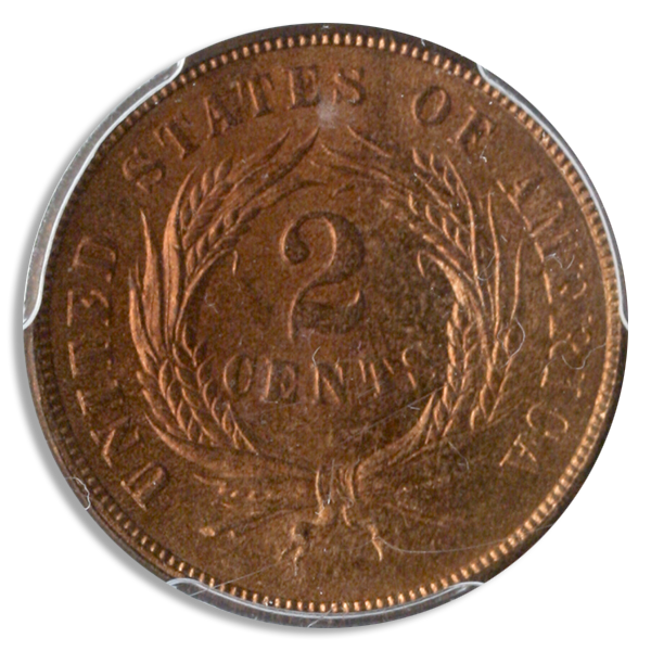 1865 2 Cent PCGS MS65 RD CAC