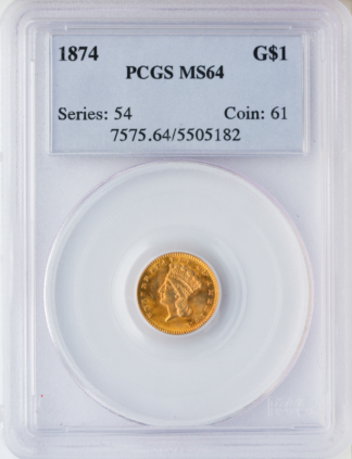 $1 Gold Type 3 Certified MS64 $1 Gold Type 3 Certified MS64