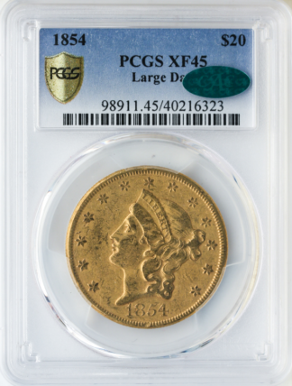 1854 $20 Liberty Large Date PCGS XF45 CAC 1854 $20 Liberty Large Date PCGS XF45 CAC