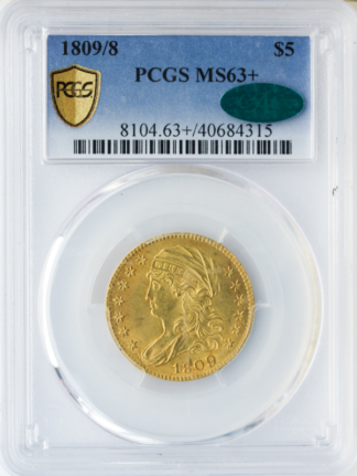 1809/8 $5 Capped Bust PCGS MS63 CAC + 1809/8 $5 Capped Bust PCGS MS63 CAC +