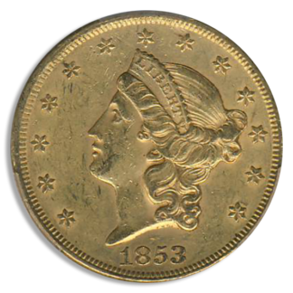 1853/2 $20 Liberty PCGS AU55 CAC 1853/2 $20 Liberty PCGS AU55 CAC