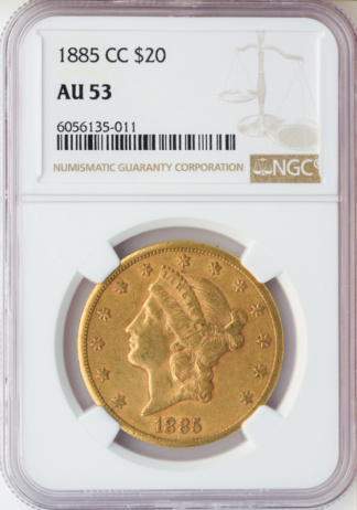 1885-CC $20 Liberty NGC AU53