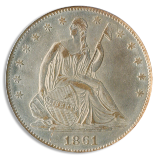 1861 Half Dollar CSA Restrike Silver Coin PCGS Mint State 64(MS64) CAC 1861 Half Dollar CSA Restrike Silver Coin PCGS Mint State 64(MS64) CAC