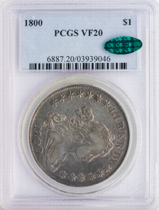 1800 Draped Bust $1 PCGS VF20 CAC 1800 Draped Bust $1 PCGS VF20 CAC