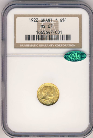 1922 Grant $1 Gold Commemorative With Star NGC MS67 CAC 1922 Grant $1 Gold Commemorative With Star NGC MS67 CAC