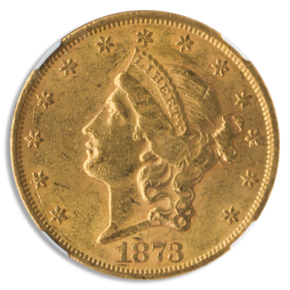 1873 $20 Liberty Open 3 NGC AU58 CAC 1873 $20 Liberty Open 3 NGC AU58 CAC