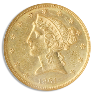1861 $5 Liberty NGC MS60