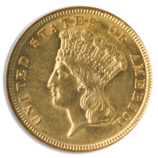 1854 $3 Gold NGC AU58