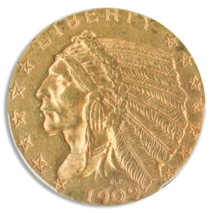 1909-O $5 Indian PCGS AU58 CAC