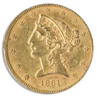 1861 $5 Liberty PCGS MS62 CAC 1861 $5 Liberty PCGS MS62 CAC