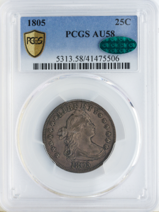 1805 Draped Bust Quarter PCGS AU58 CAC 1805 Draped Bust Quarter PCGS AU58 CAC