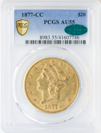 1877-CC $20 Liberty PCGS AU55 CAC
