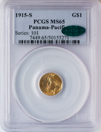 1915-S Panama Pacific Gold Commemorative $1 PCGS MS65 1915-S Panama Pacific Gold Commemorative $1 PCGS MS65