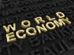 World economy crisis 3d broken words