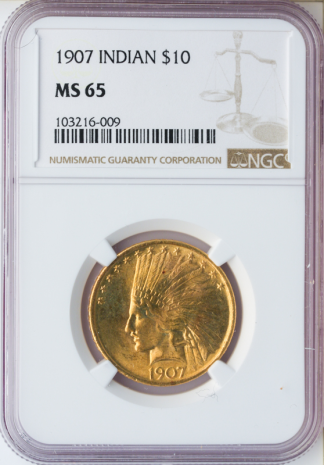 1907 No Motto $10 Indian NGC MS65 1907 No Motto $10 Indian NGC MS65