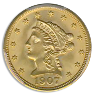 1907 $2 1/2 Liberty PCGS MS66 CAC 1907 $2 1/2 Liberty PCGS MS66 CAC