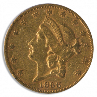 1866-S $20 Liberty Type 1 No Motto PCGS XF40 CAC 1866-S $20 Liberty Type 1 No Motto PCGS XF40 CAC