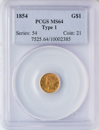 1854 Ty 1 Gold $1 PCGS MS64 1854 Ty 1 Gold $1 PCGS MS64
