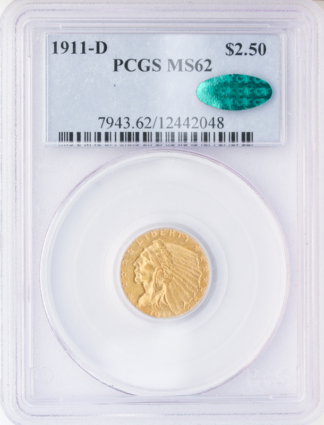 1911-D $2 1/2 PCGS MS62 CAC 1911-D $2 1/2 PCGS MS62 CAC