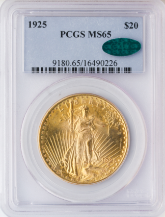 1925 $20 Saint Gaudens PCGS MS65 CAC