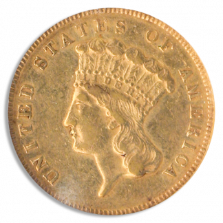1866 $3 Indian Princess NGC AU55