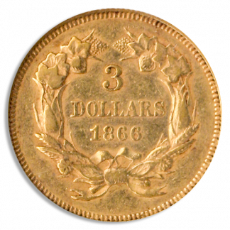 1866 $3 Indian Princess NGC AU55