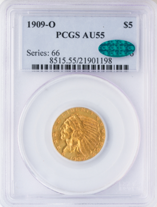 1909-O $5 Indian PCGS AU55 1909-O $5 Indian PCGS AU55