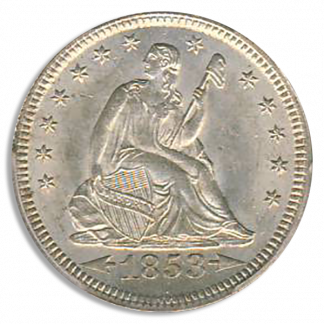 1853 Seated Liberty Quarter Arrows and Rays PCGS MS64 CAC 1853 Seated Liberty Quarter Arrows and Rays PCGS MS64 CAC