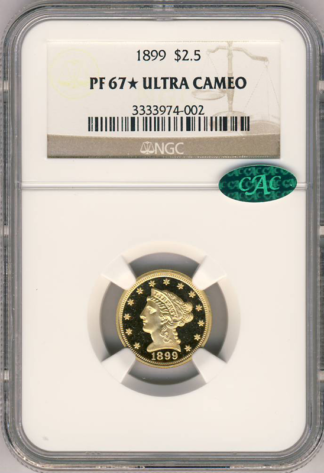 1899 $2 1/2 Liberty NGC PR67 Ultra Cameo CAC 1899 $2 1/2 Liberty NGC PR67 Ultra Cameo CAC