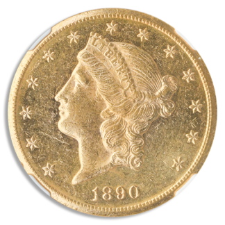 1890-CC $20 Liberty NGC AU58 CAC + 1890-CC $20 Liberty NGC AU58 CAC +