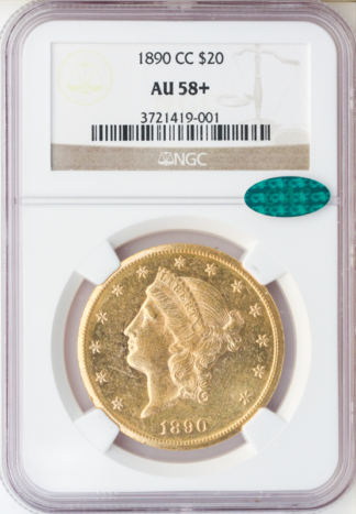 1890-CC $20 Liberty NGC AU58 CAC +