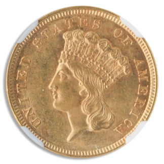 1854 $3 Indian Princess NGC MS61 CAC