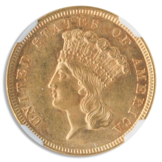 1854 $3 Indian Princess NGC MS61 CAC 1854 $3 Indian Princess NGC MS61 CAC