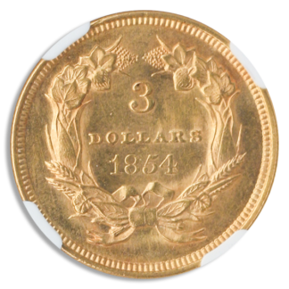 1854 $3 Indian Princess NGC MS61 CAC 1854 $3 Indian Princess NGC MS61 CAC