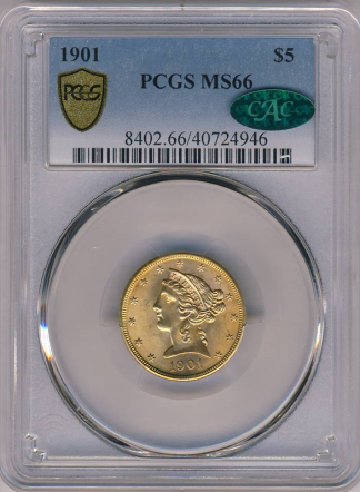1901 $5 Liberty PCGS MS66 CAC 1901 $5 Liberty PCGS MS66 CAC