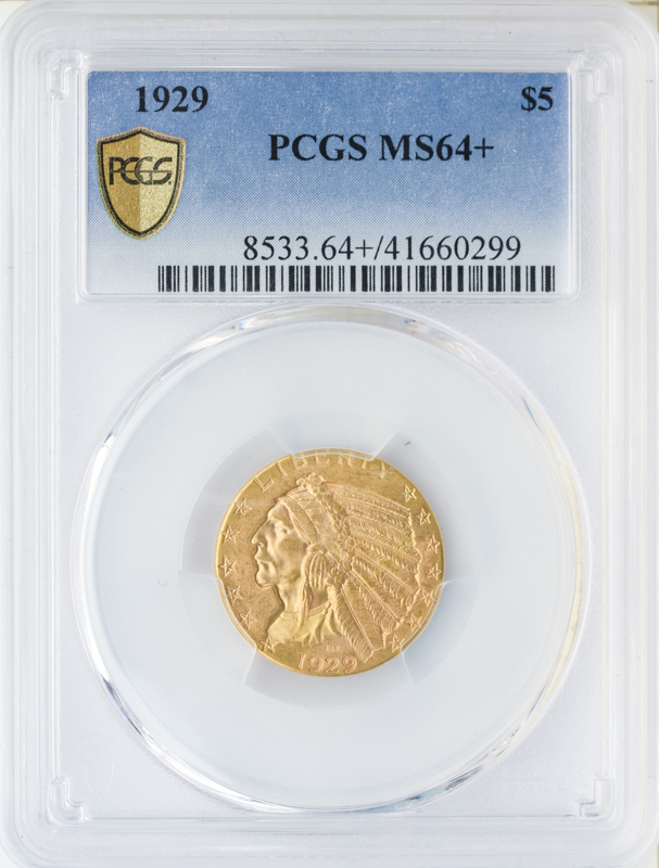 1929 $5 Indian PCGS MS64 +