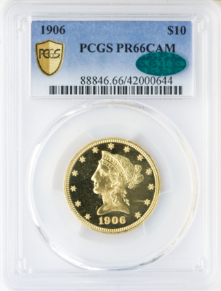 1906 $10 Liberty PCGS PR66 Cameo CAC 1906 $10 Liberty PCGS PR66 Cameo CAC