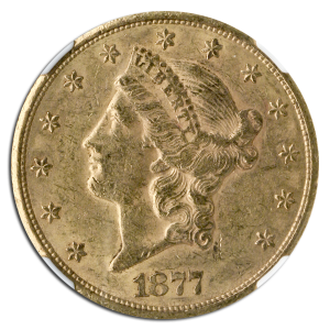 1877-CC $20 Liberty NGC AU55